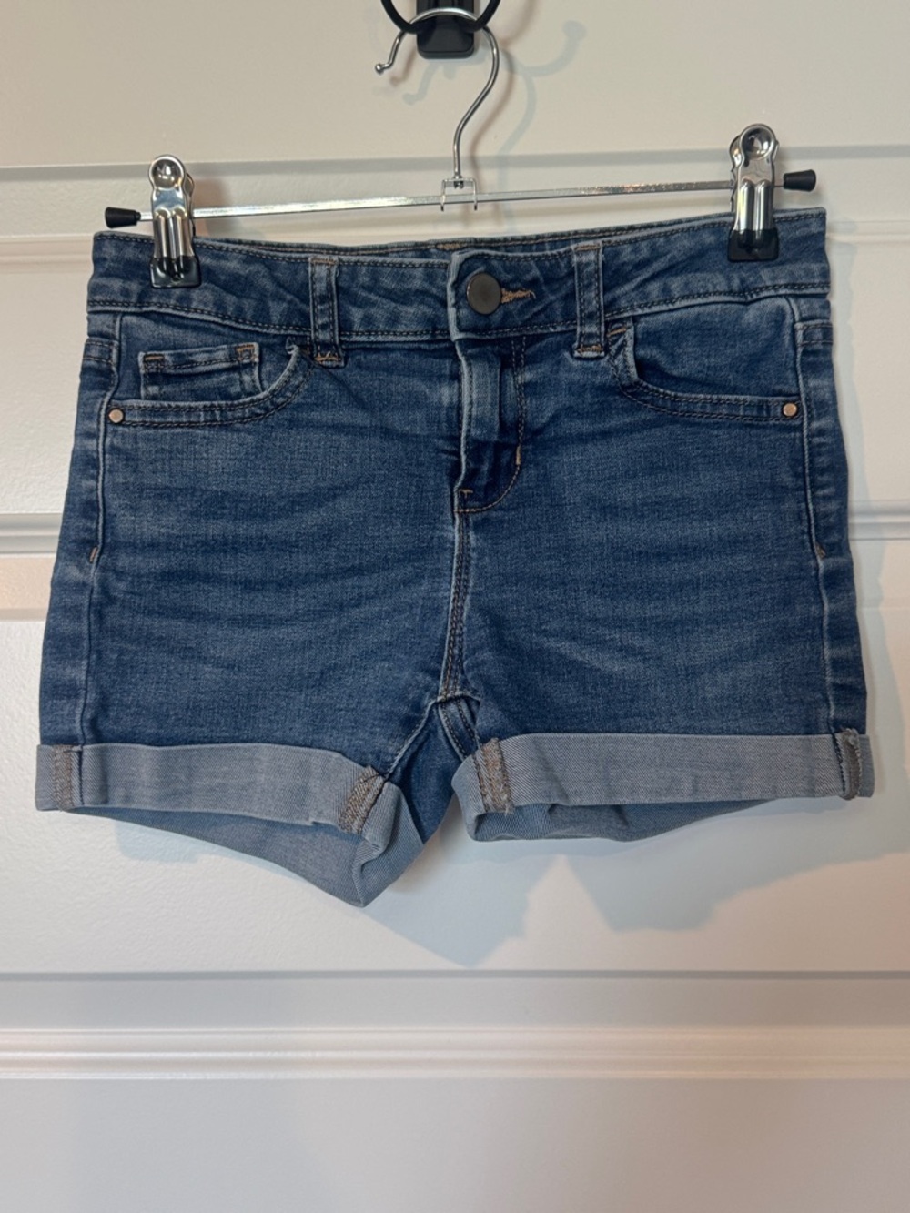 Girl’s Blue Denim Roll-Cuff Shorts